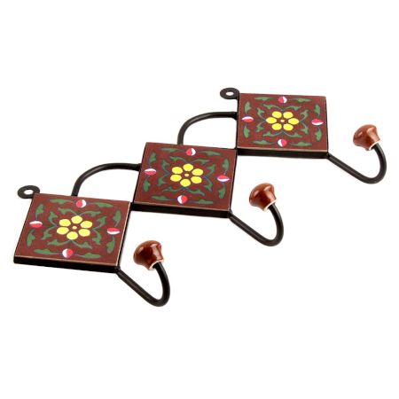 Brown Yellow Flower Tiles Hook